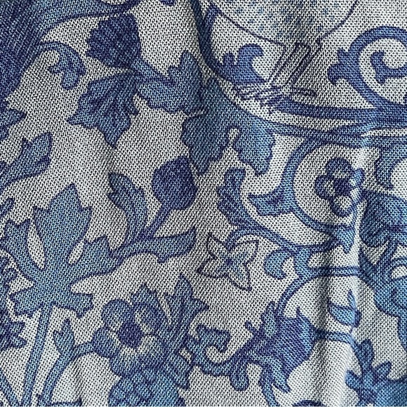 Soft Surroundings Blue Floral Contrast Tunic Top L Boho Cottagecore Long Sleeve - Picture 8 of 11